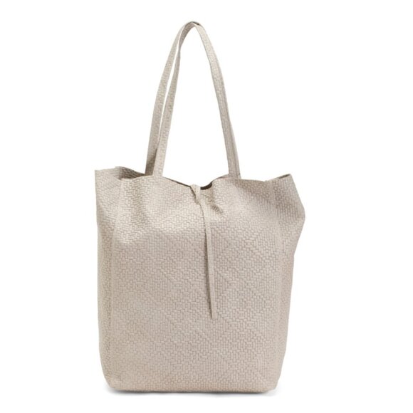 ISADORA Latte Made In Italy Leather Embossed Tote - Picture 1 of 2